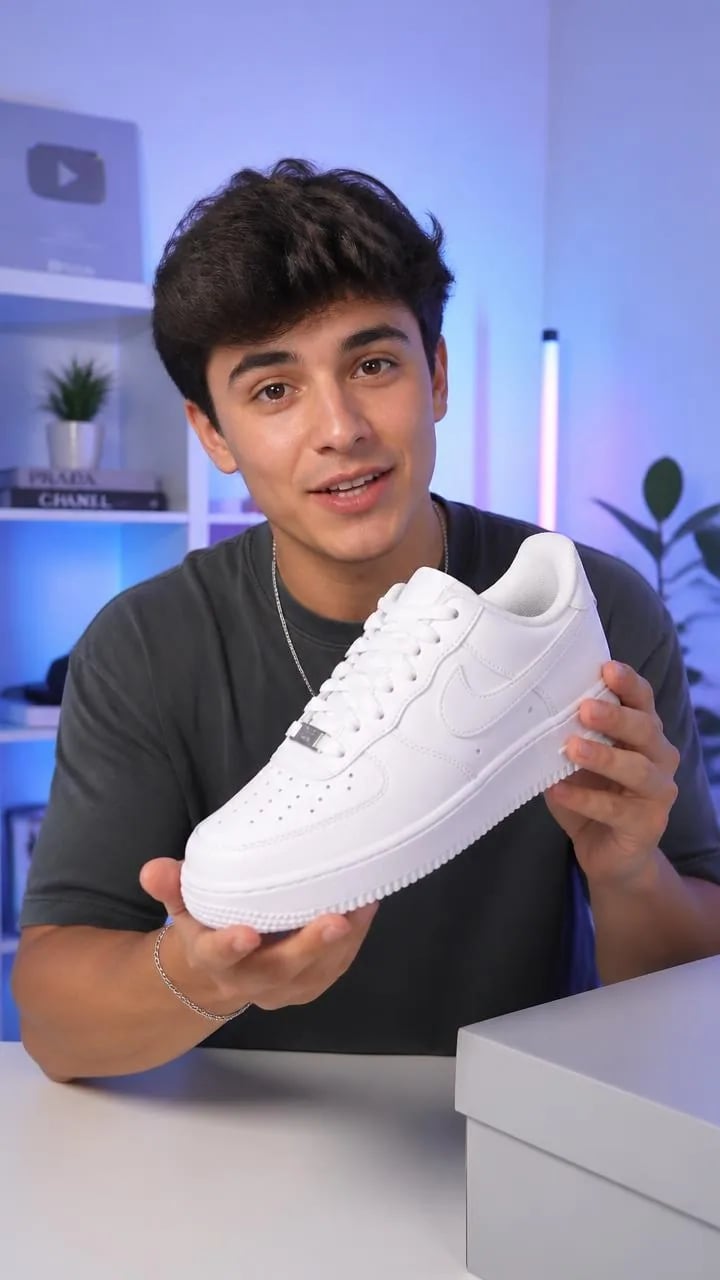 Creator showcasing sneakers in a shoppable short video